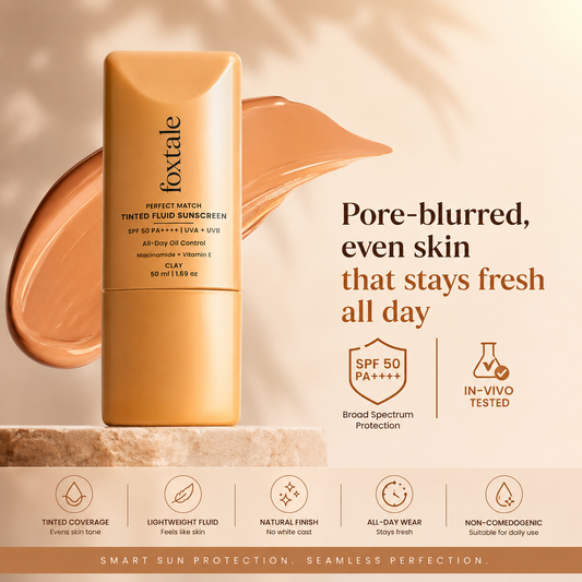 Foxtale perfect match tinted fluid sunscreen (clay) 50ml