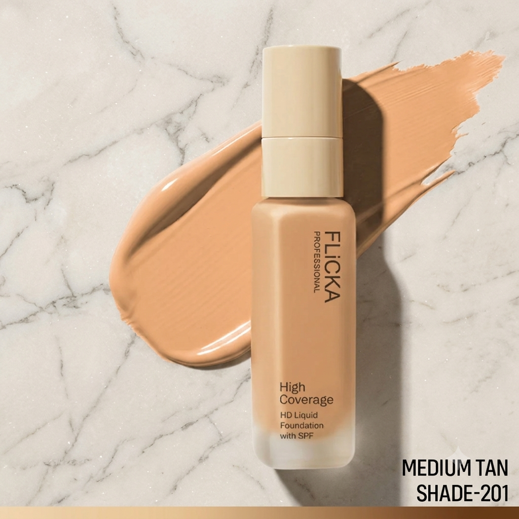 Flicka Professional High Coverage HD Liquid Foundation with SPF 30ml