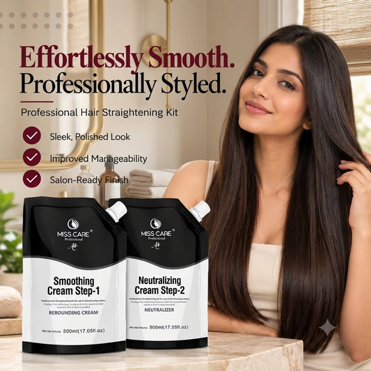 Miss Care Professional Smoothing Cream Step - 1 With Step - 2 Neutralizer , Rebounding cream For Hair Straightening 500ml