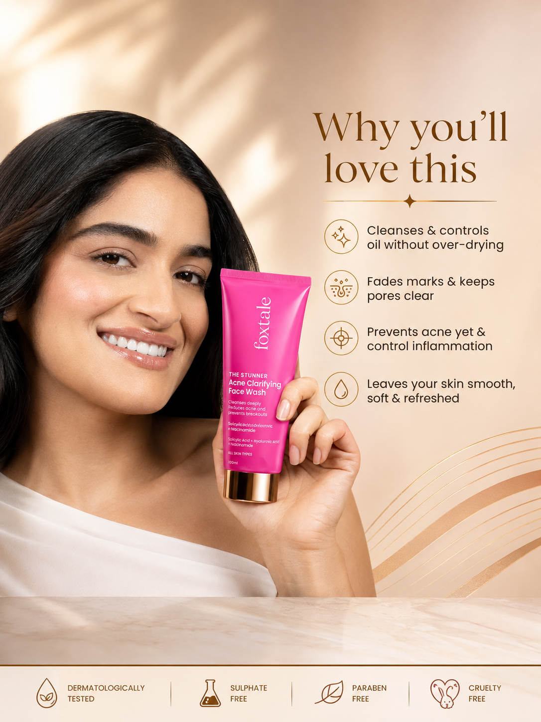 Foxtale true clarity oil and acne control face wash  150ml