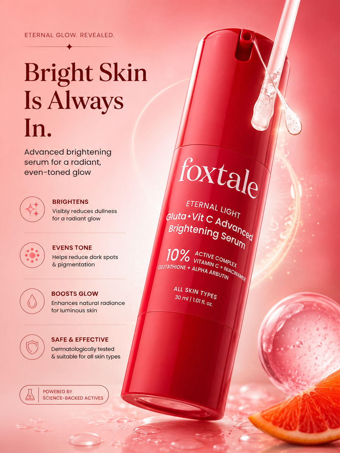 foxtale eternal light gluta vitamin c advanced brightening serum 30ml