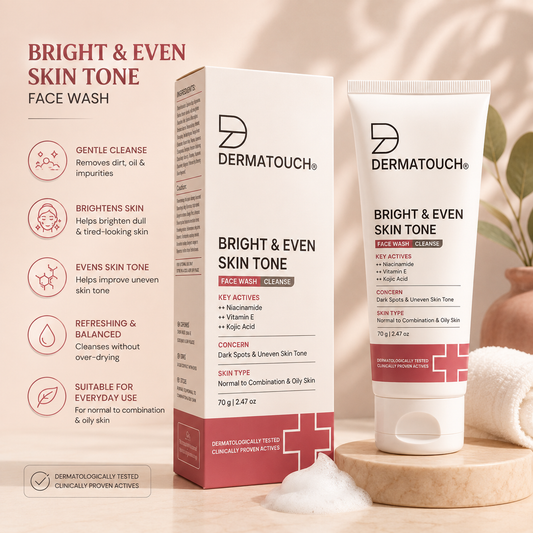 DERMATOUCH BRIGHT & EVEN SKIN TONE FACE WASH 70GM