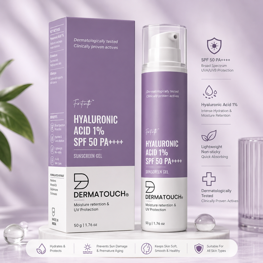 DERMATOUCH HYALURONIC ACID 1% SPF 50 PA ++++ SUNSCREEN GEL 50GM