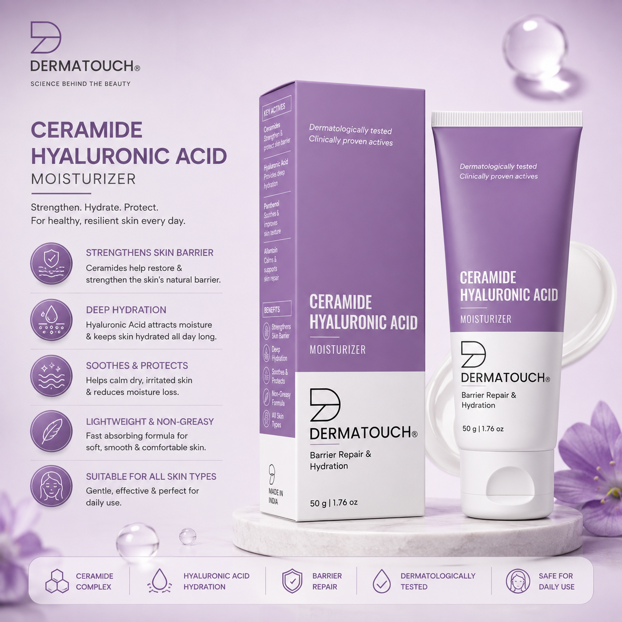 DERMATOUCH CERMIDE HYALURONIC ACID MOISTURIZER 50GM