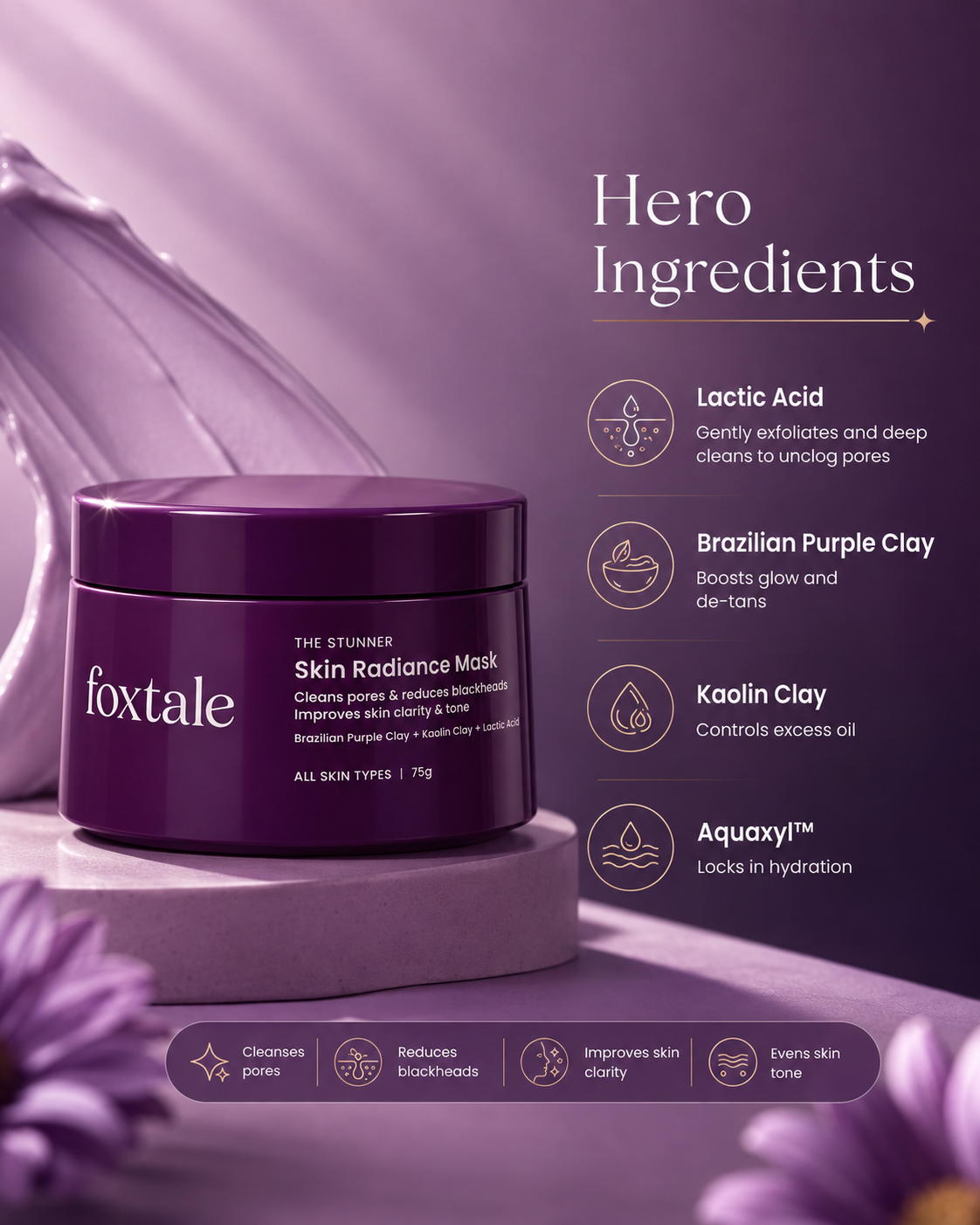 Foxtale the stunner skin radiance mask - 75g (without monocarton) 75g