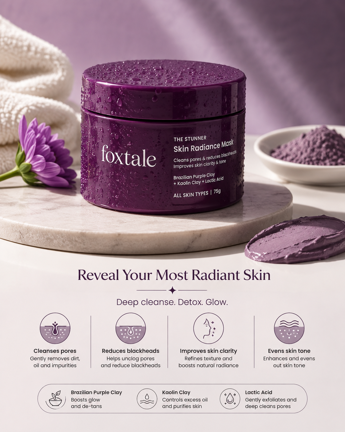 Foxtale the stunner skin radiance mask - 75g (without monocarton) 75g