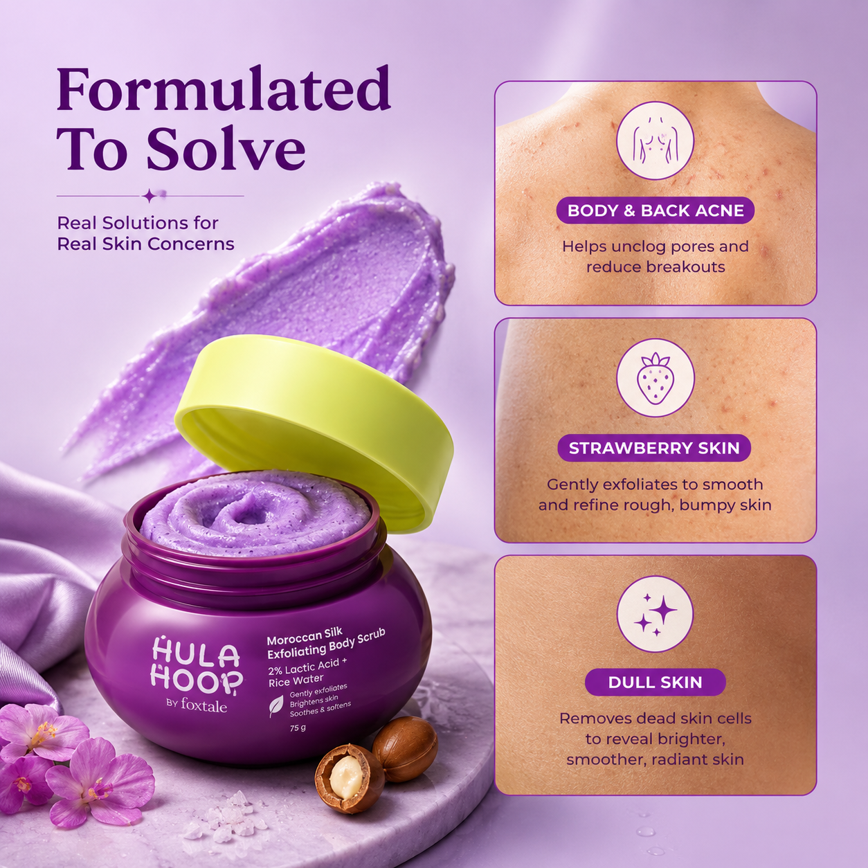 foxtale hula hoop by foxtale moroccan silk exfoliating body scrub 75gm