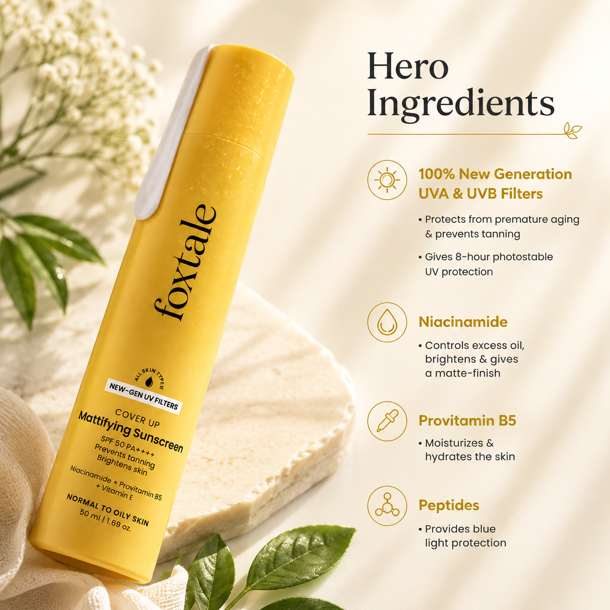 foxtale matte sunscreen 50ml