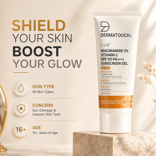 DERMATOUCH NIACINAMIDE 2% VITAMIN-C SPF 50 PA++++ SUNSCREEN GEL 50GM