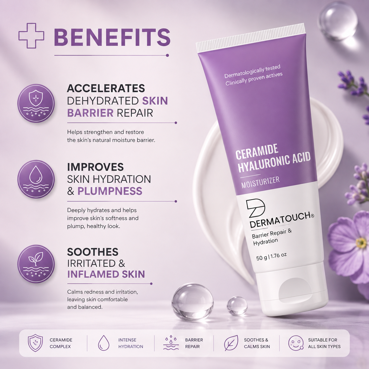 DERMATOUCH CERMIDE HYALURONIC ACID MOISTURIZER 50GM