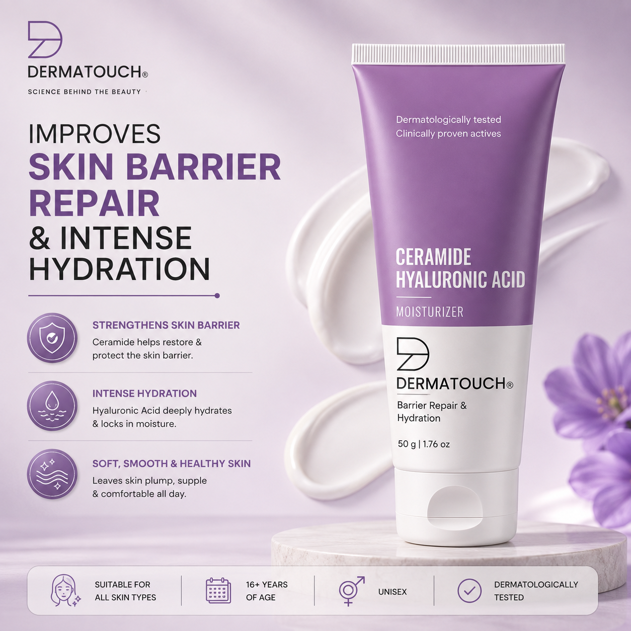 DERMATOUCH CERMIDE HYALURONIC ACID MOISTURIZER 50GM