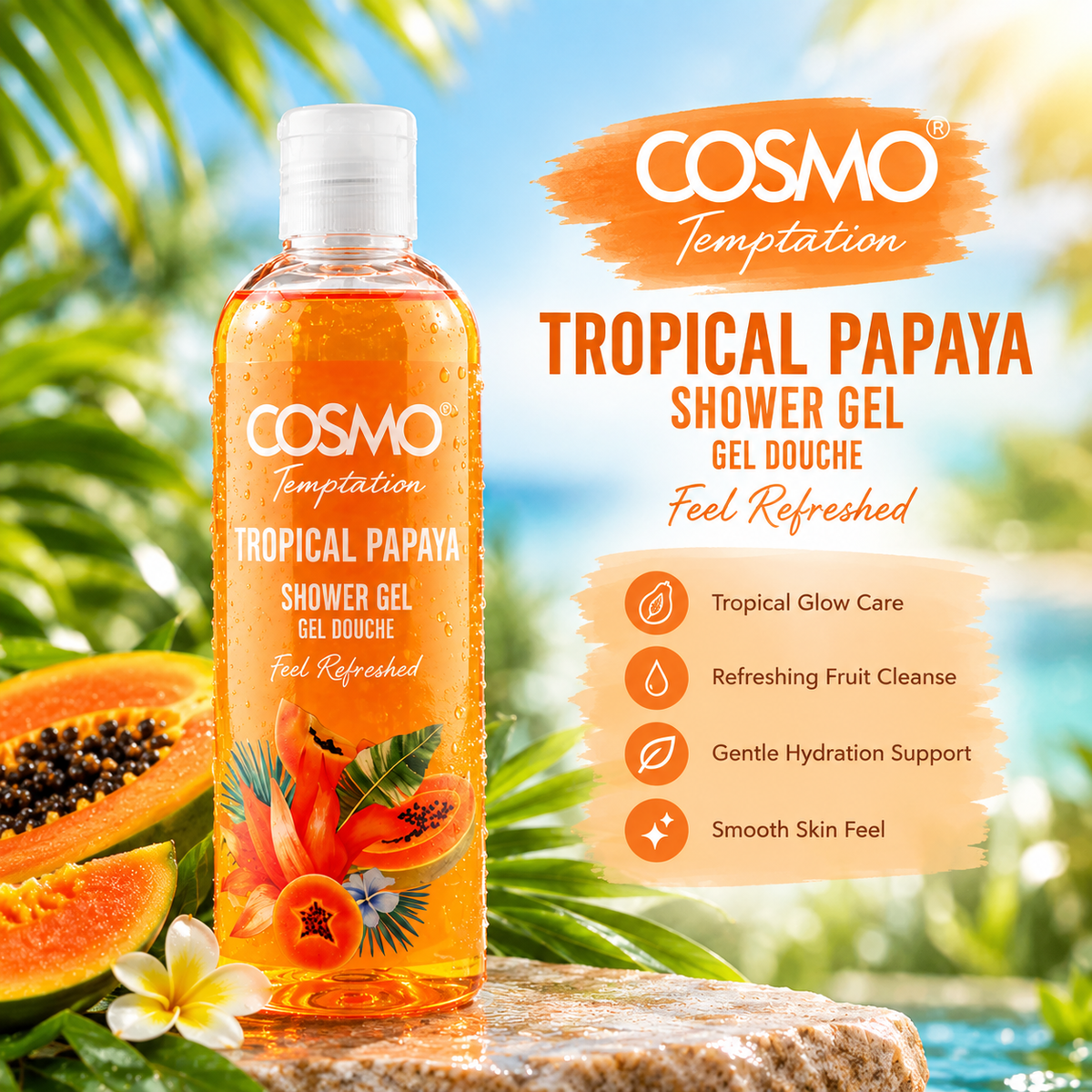 Cosmo Temptation Tropical Papaya Shower Gel 480ml