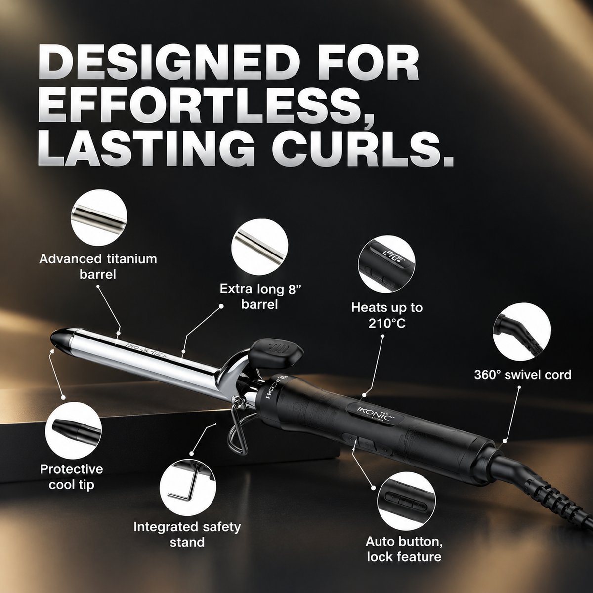IKONIC Professional Hair Curler Curling Tong CT-19 2.0