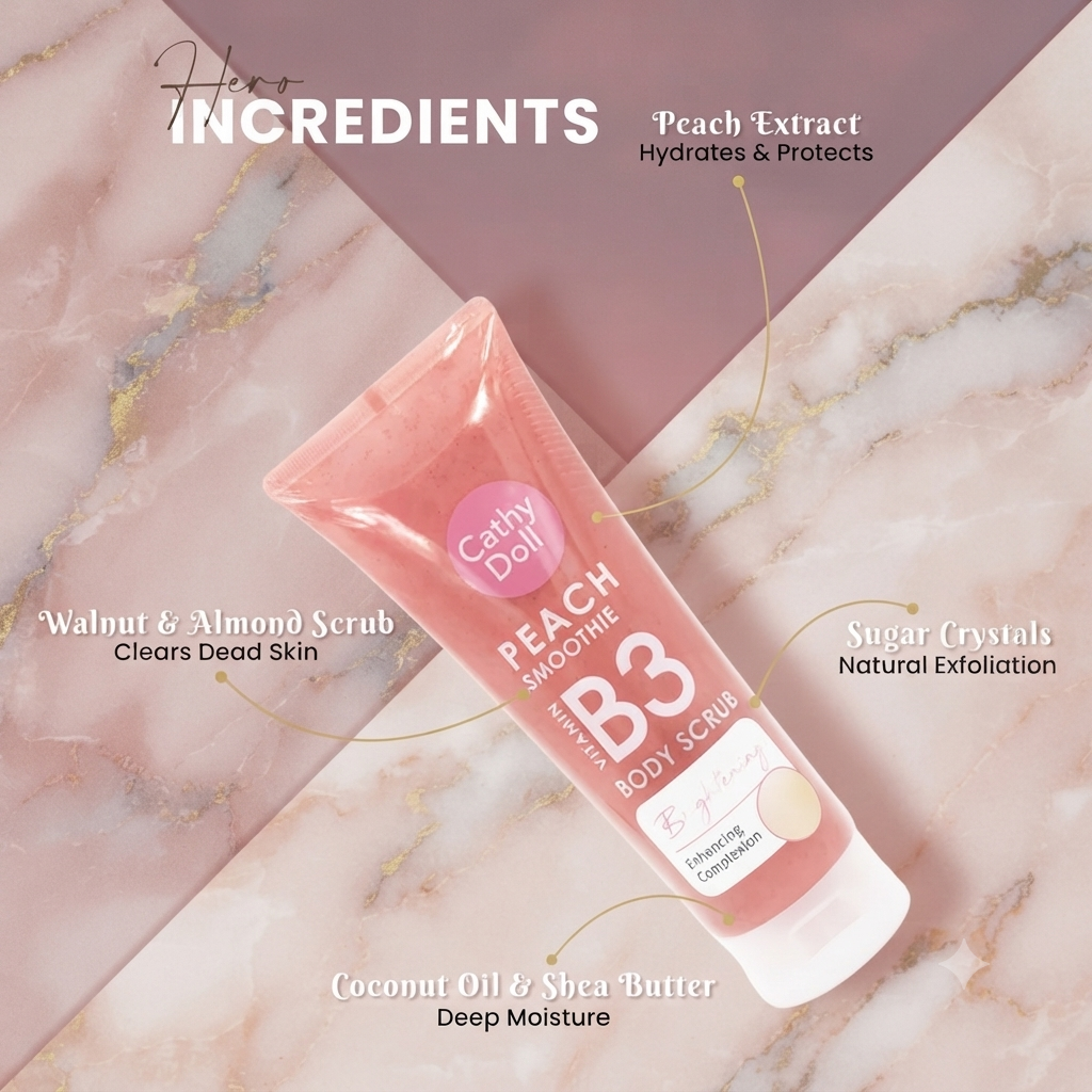 CATHY DOLL PEACH SMOOTHIE VITAMIN B3 BODY SCRUB 320G