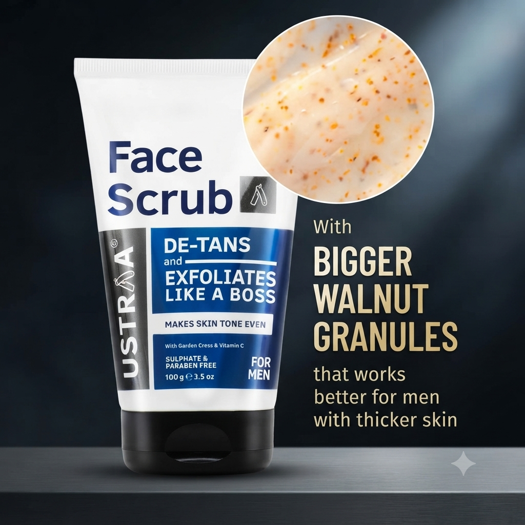 Ustraa Face Scrub – De-Tans & Exfoliates Like a Boss | 100g
