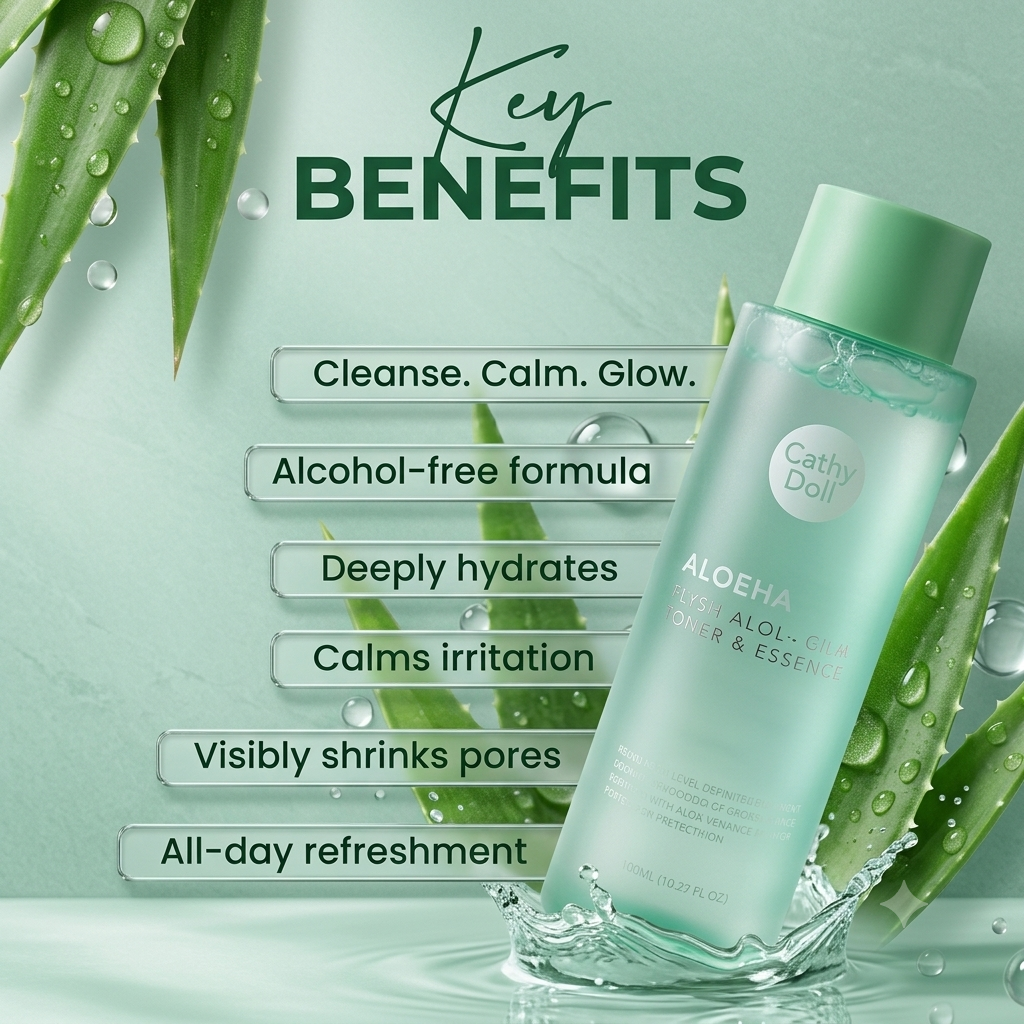 CATHY DOLL ALOEHA FRESH ALOE VERA TONER & ESSENCE 300ML
