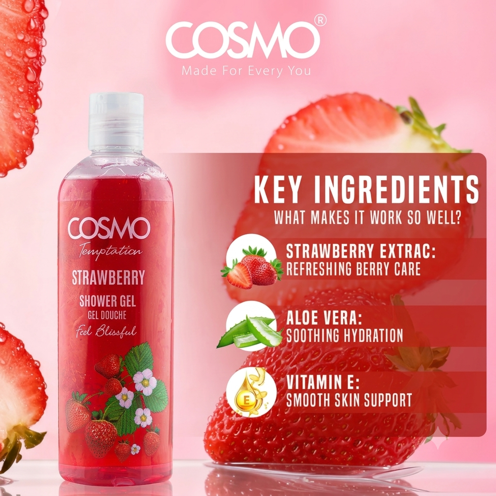Cosmo Temptation Strawberry Shower Gel 480ml
