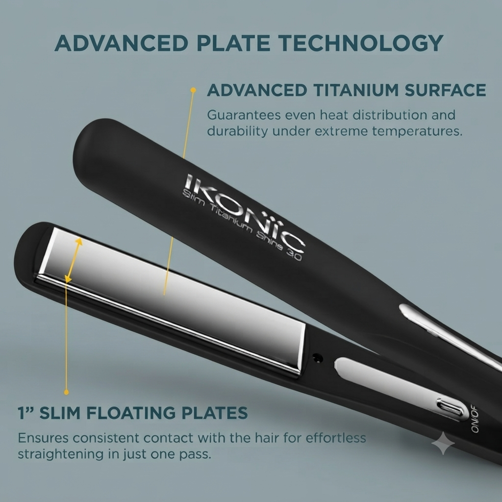 IKONIC Professional Hair Iron Slim Titanium Shine 3.0