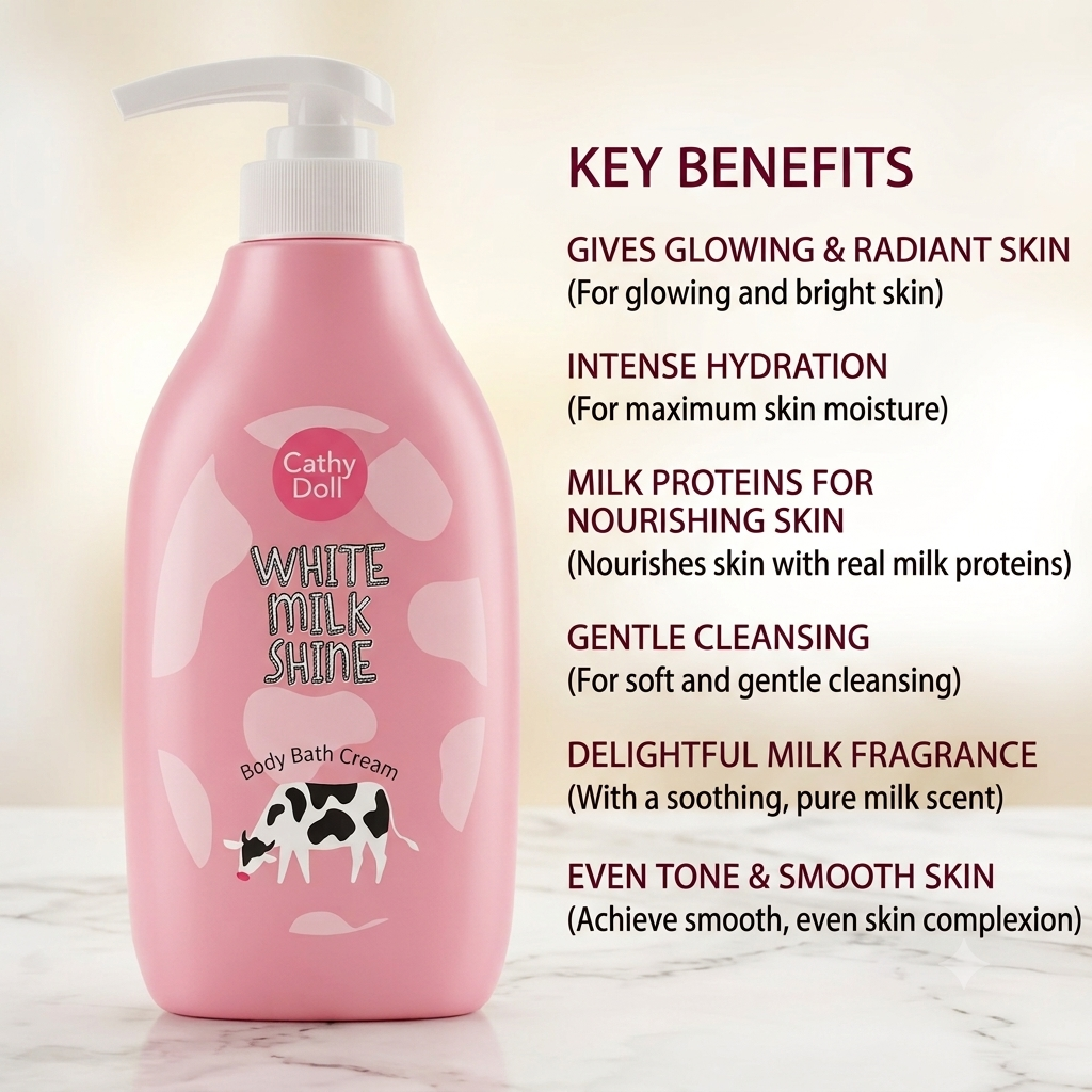 CATHY DOLL WHITE MILK SHINE BODY BATH CREAM 450ML