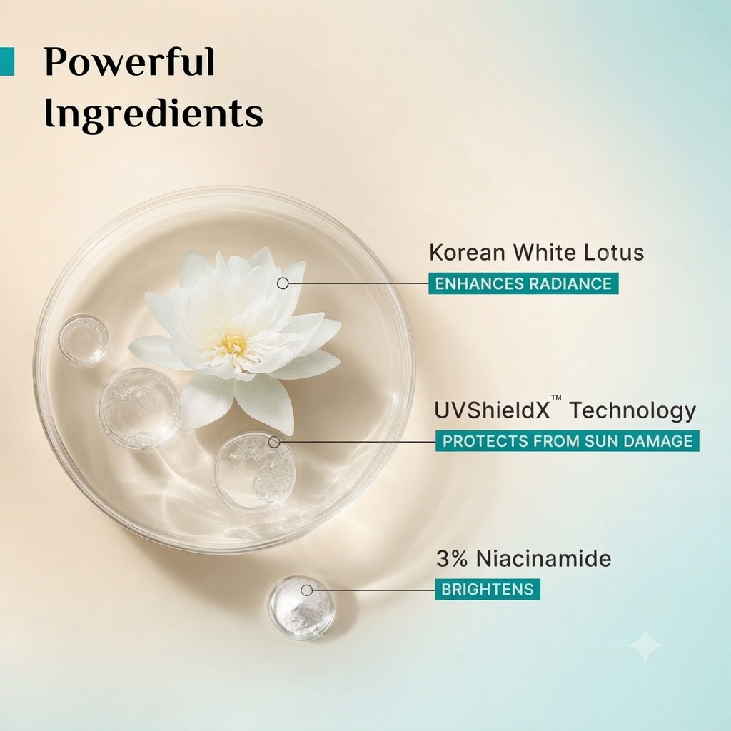 Pilgrim Korean White Lotus Tinted Sunscreen with 3% Niacinamide – 50ml
