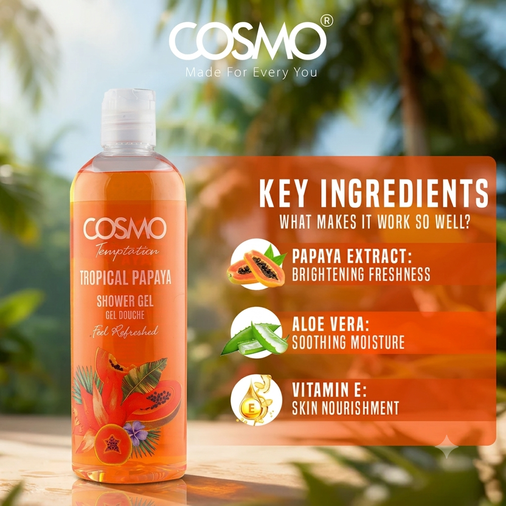 Cosmo Temptation Tropical Papaya Shower Gel 480ml