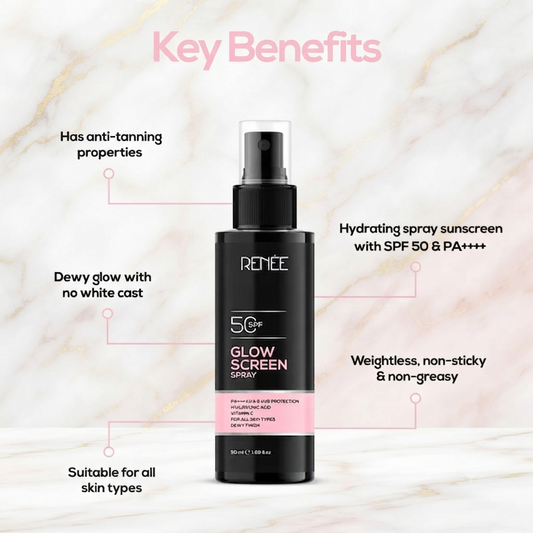 RENEE SPF 50 GLOW SCREEN SPRAY – 50ML