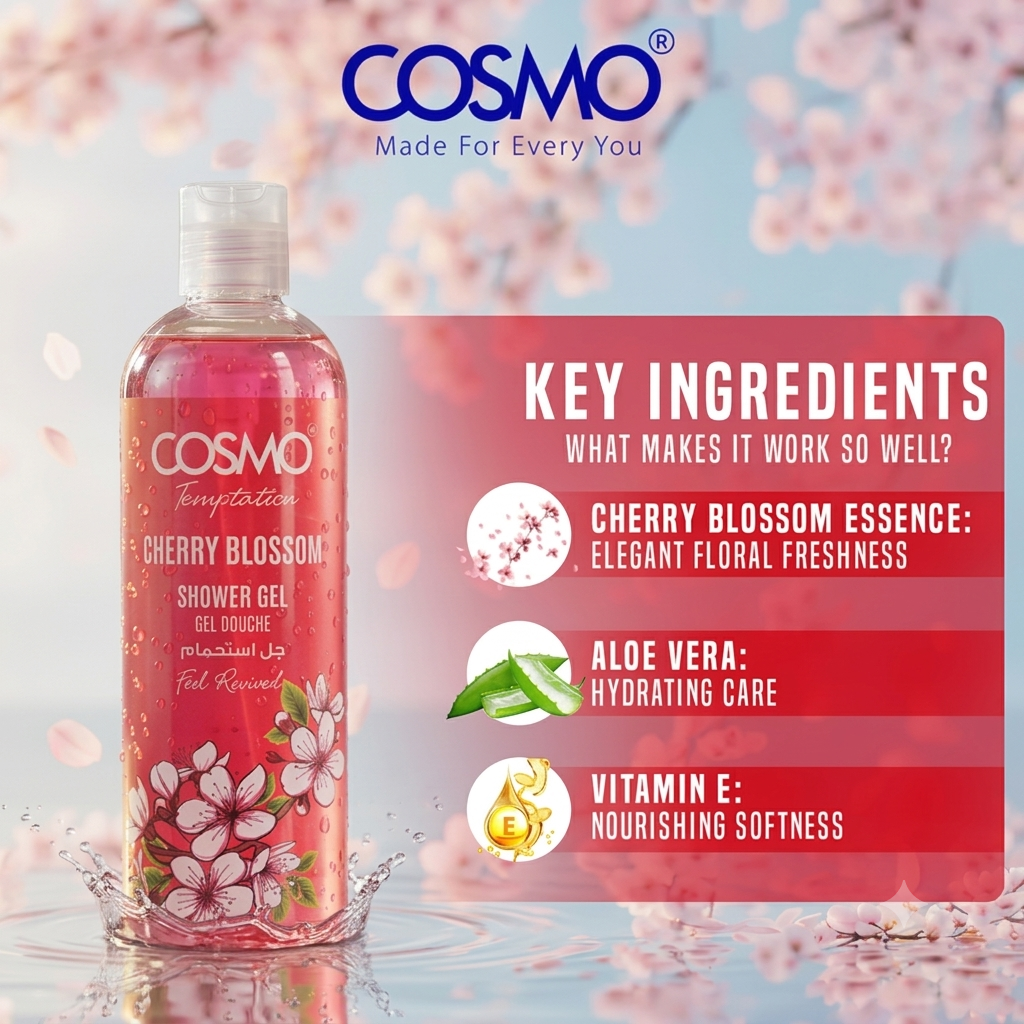 Cosmo Temptation Cherry Blossom Shower Gel 480ml