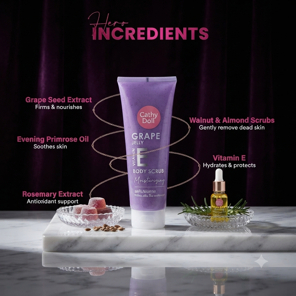 CATHY DOLL GRAPE JELLY VITAMIN E BODY SCRUB 320G