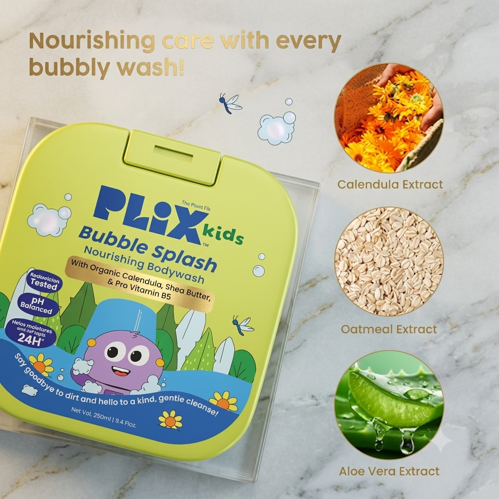 PLIX KIDS BUBBLE SPLASH NOURISHING BODYWASH 280ML