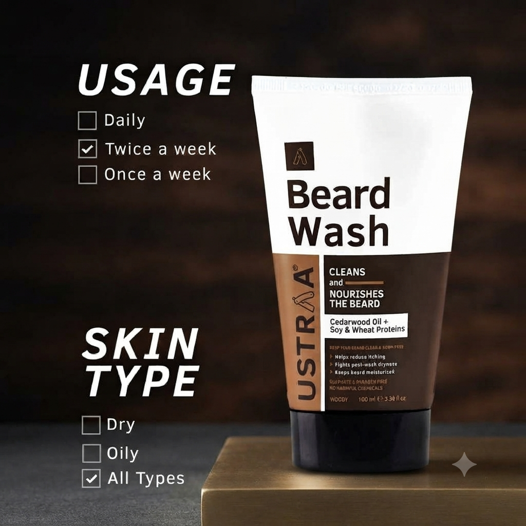 Ustraa Beard Wash – Cleans & Nourishes the Beard | 100ml