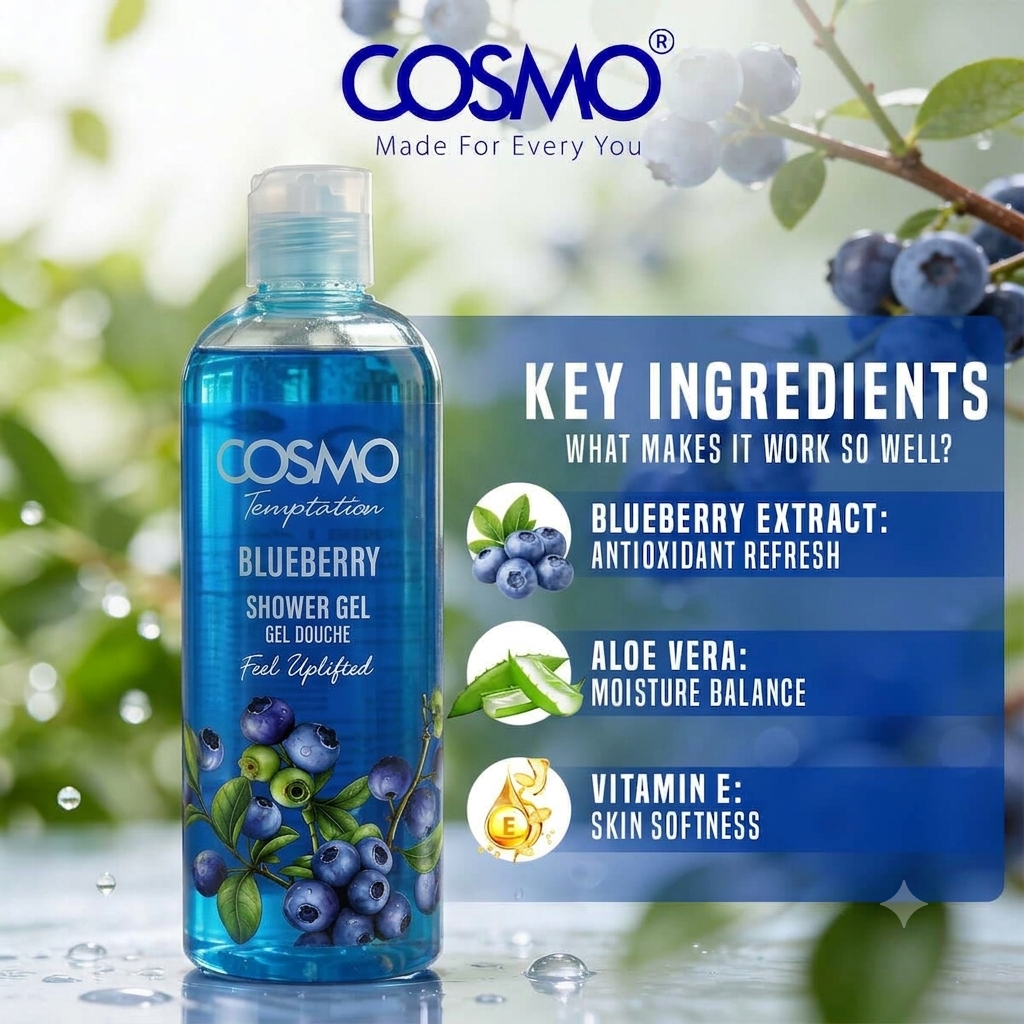 Cosmo Temptation Blueberry Shower Gel 480ml