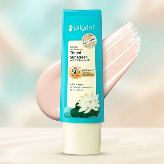 Pilgrim Korean White Lotus Tinted Sunscreen with 3% Niacinamide – 50ml
