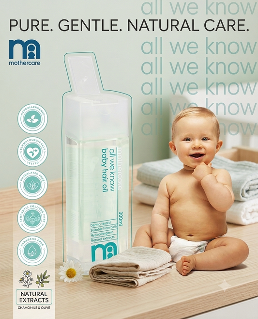 DESCRIPTION FOR MOTHERCARE ALL WE KNOW BABY HAIR OIL 300ML