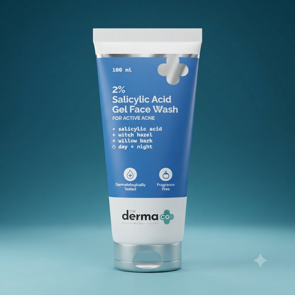 The Derma Co 2% Salicylic Acid Gel Face Wash for Active Acne – 100m