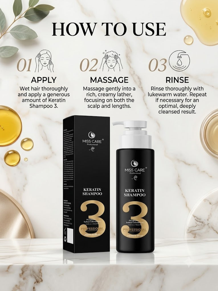 Miss Care Professional Keratin Shampoo 3 × 250ml